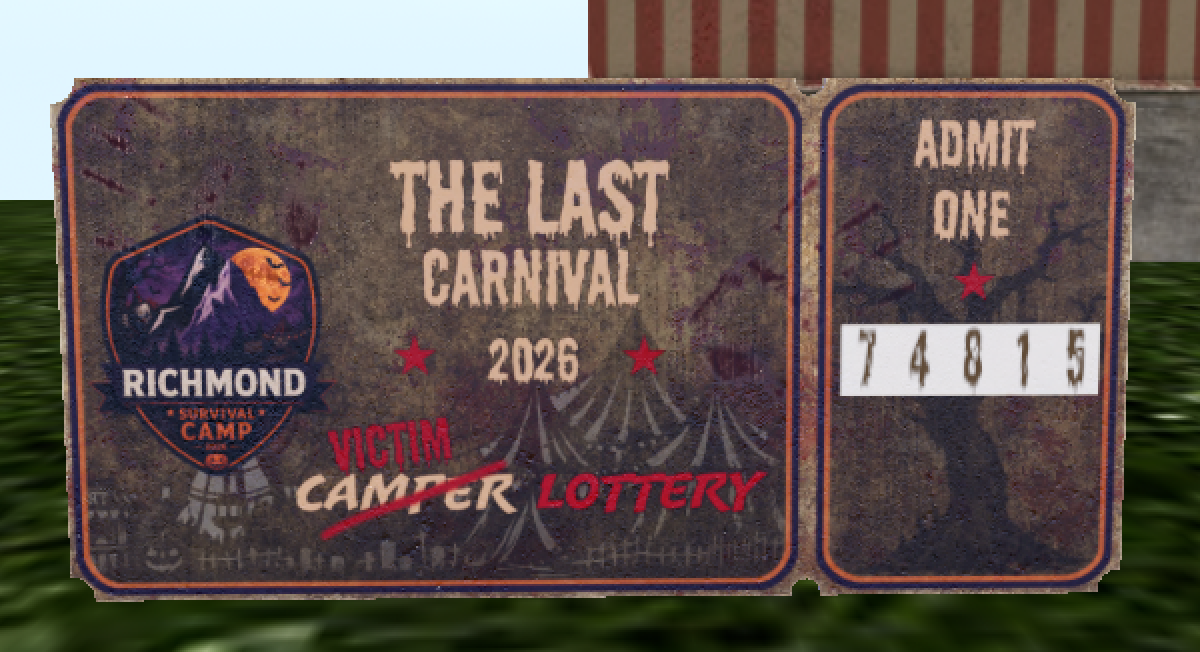 RSC lottery ticket rezzed in Second Life and ready to click